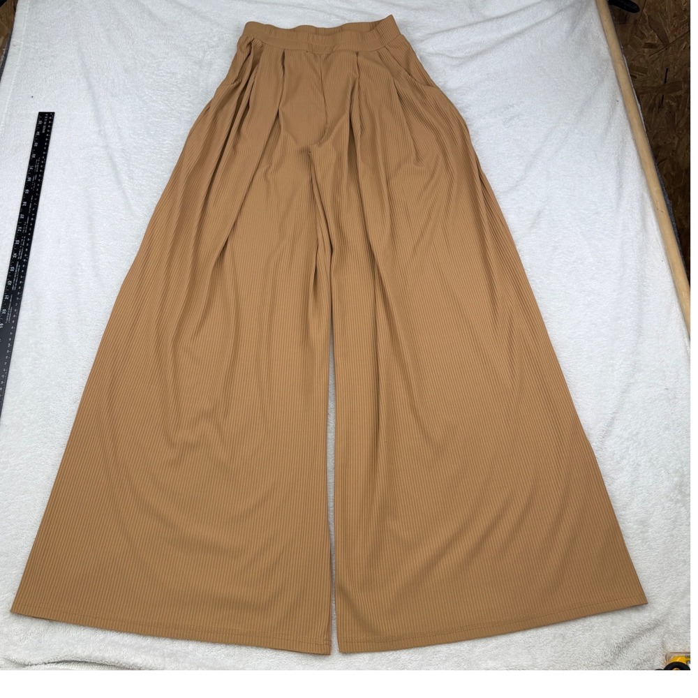 Three Bird Nest Palazzo Pants Womens L Wide Leg Ribbed Stretch Casual